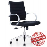 GM Seating Ribbed Mid-Back Desk Chair Chrome Frame, Task Chair, Home Office Chair, Conference Chair (Black & Chrome)
